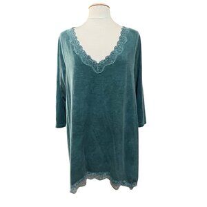 Lane‎ Bryant Womens Teal Green Lace Trim Tunic Top Polyester/Rayon Size 18/20